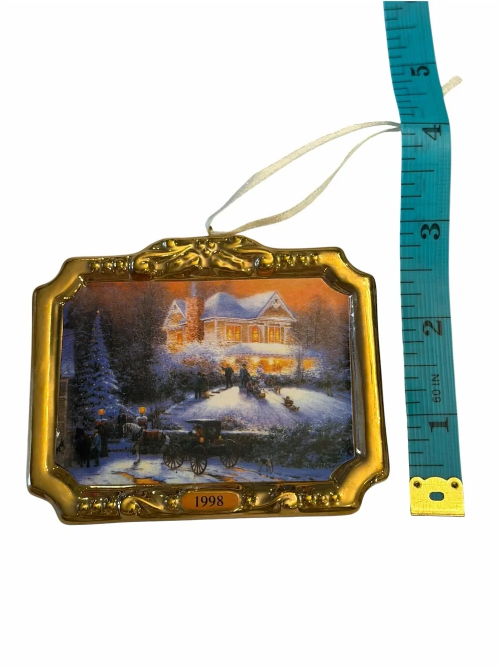 Hallmark 1998 Ceramic Ornament Victorian Christmas II Thomas Kinkade Winter Snow